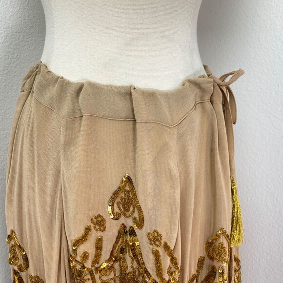 Soft Surroundings Mocha Gold Sequin Full Maxi Skirt Large Festival Gypsy Fairy - Picture 2 of 13